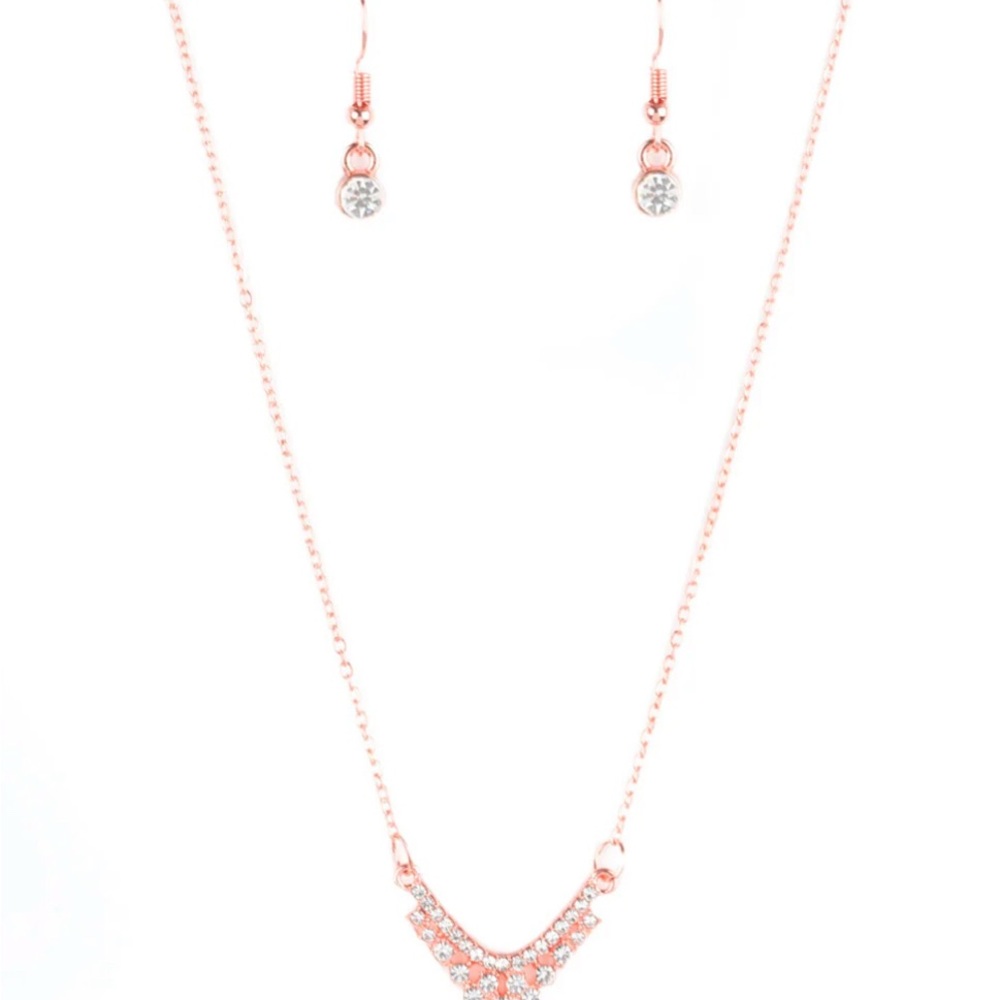 Elegant Rose Gold Necklace and Earring Set